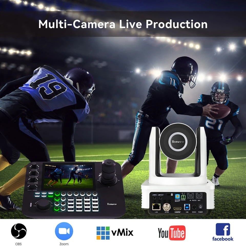 Tenveo VX20M AI Tracking 4K PTZ Conference Cameras NDI 20X Optical Zoom HDMI/SDI/USB/RJ45 Video Conference Camera high quality